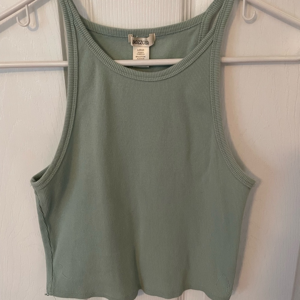 Bozzolo Women's Mint Ribbed Tank Top